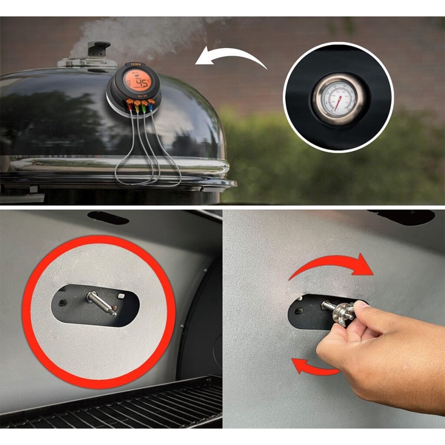 TESLA Electronics Cook - Digitaalinen lihalämpömittari anturin kanssa 0-400 °C 2xAA IP65