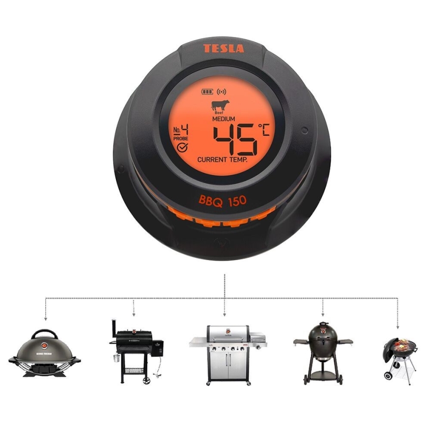 TESLA Electronics Cook - Digitaalinen lihalämpömittari anturin kanssa 0-400 °C 2xAA IP65