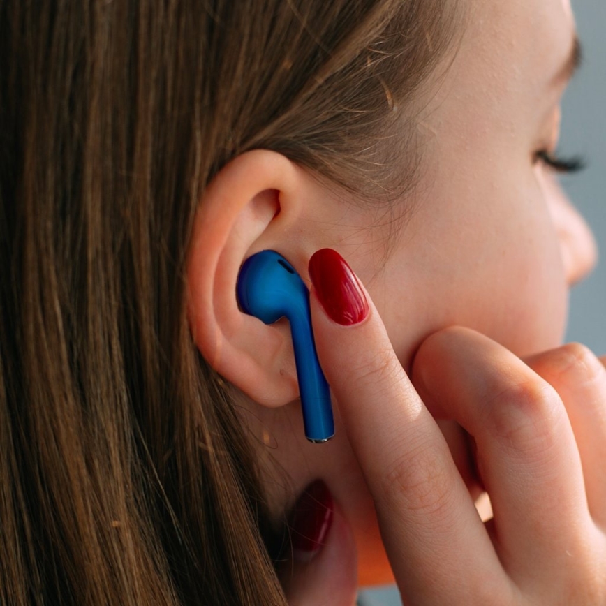 TESLA Electronics - Langaton earphones 300 mAh + 2x 25 mAh IPX4 sininen