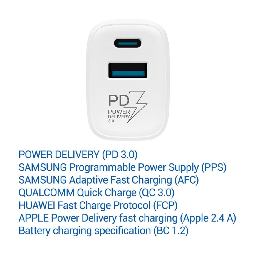 TESLA Electronics - Pikalatausadapteri Power Delivery 25W valkoinen
