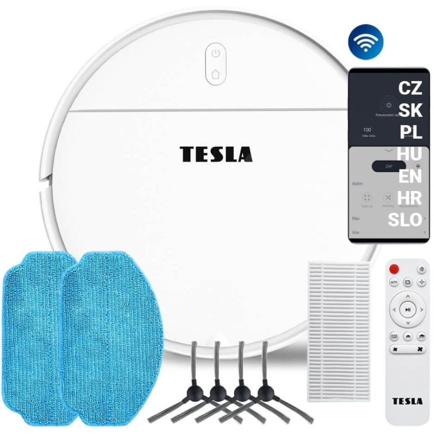 TESLA Electronics RoboStar - Älykäs robottipölynimuri 2in1 2500 mAh Wi-Fi Tuya valkoinen + kauko-ohjaus