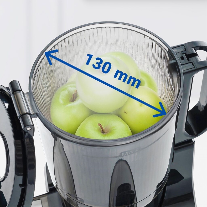 TESLA Electronics SlowJuicer Deluxe - Hidasnopeuksinen mehupuristin 250W/230V ruostumaton/musta