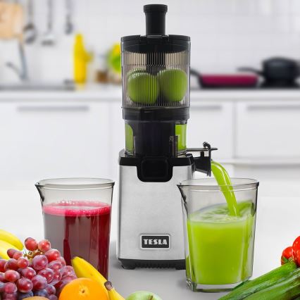 TESLA Electronics SlowJuicer Deluxe - Hidasnopeuksinen mehupuristin 250W/230V ruostumaton/musta
