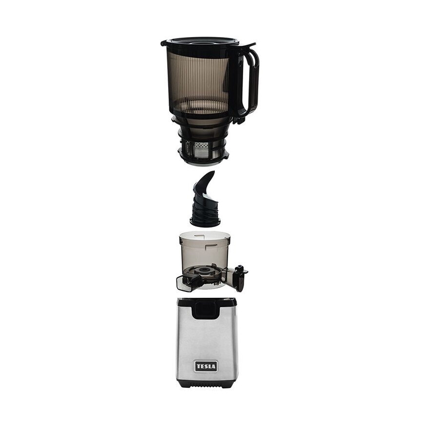 TESLA Electronics SlowJuicer Deluxe - Hidasnopeuksinen mehupuristin 250W/230V ruostumaton/musta