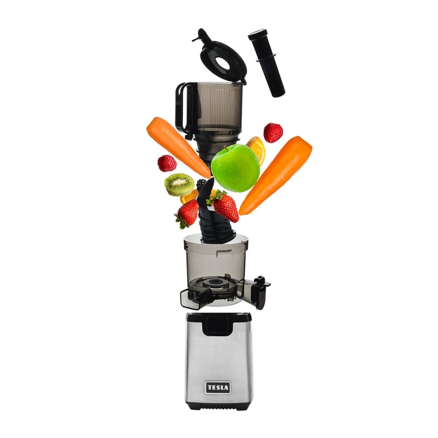 TESLA Electronics SlowJuicer Deluxe - Hidasnopeuksinen mehupuristin 250W/230V ruostumaton/musta