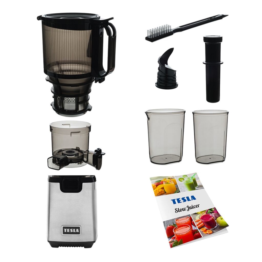 TESLA Electronics SlowJuicer Deluxe - Hidasnopeuksinen mehupuristin 250W/230V ruostumaton/musta