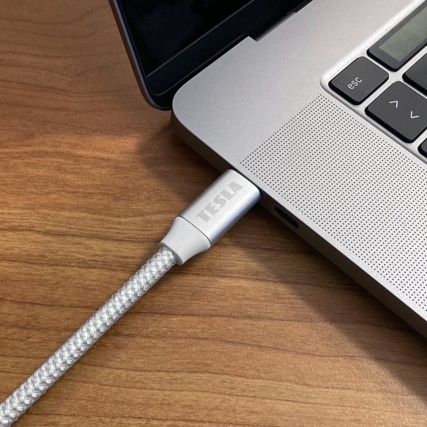 TESLA Electronics - USB-kaapeli USB-C 3.2 liitin Power Delivery 1m 100W valkoinen