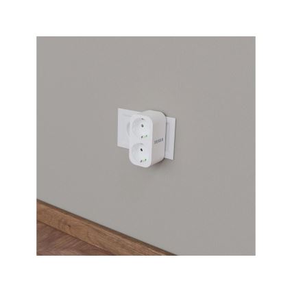 TESLA Smart - Älykäs pistorasian jakaja 2x16A/230V Tyyppi F Wi-Fi Tuya