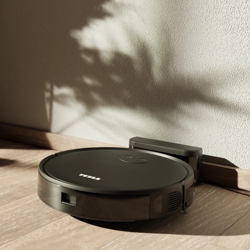 TESLA Smart - Älykäs robottipölynimuri 2in1 2000 mAh Wi-Fi musta + kauko-ohjaus
