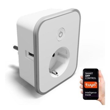 TESLA Smart - Älypistorasia 3690W/230V/16A 2xUSB/24W/5V Wi-Fi Tuya