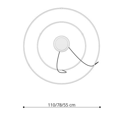 Thoro TH.176 - LED-kattokruunu johdossa RIO LED/80W/230V CRI 90 3000K valkoinen