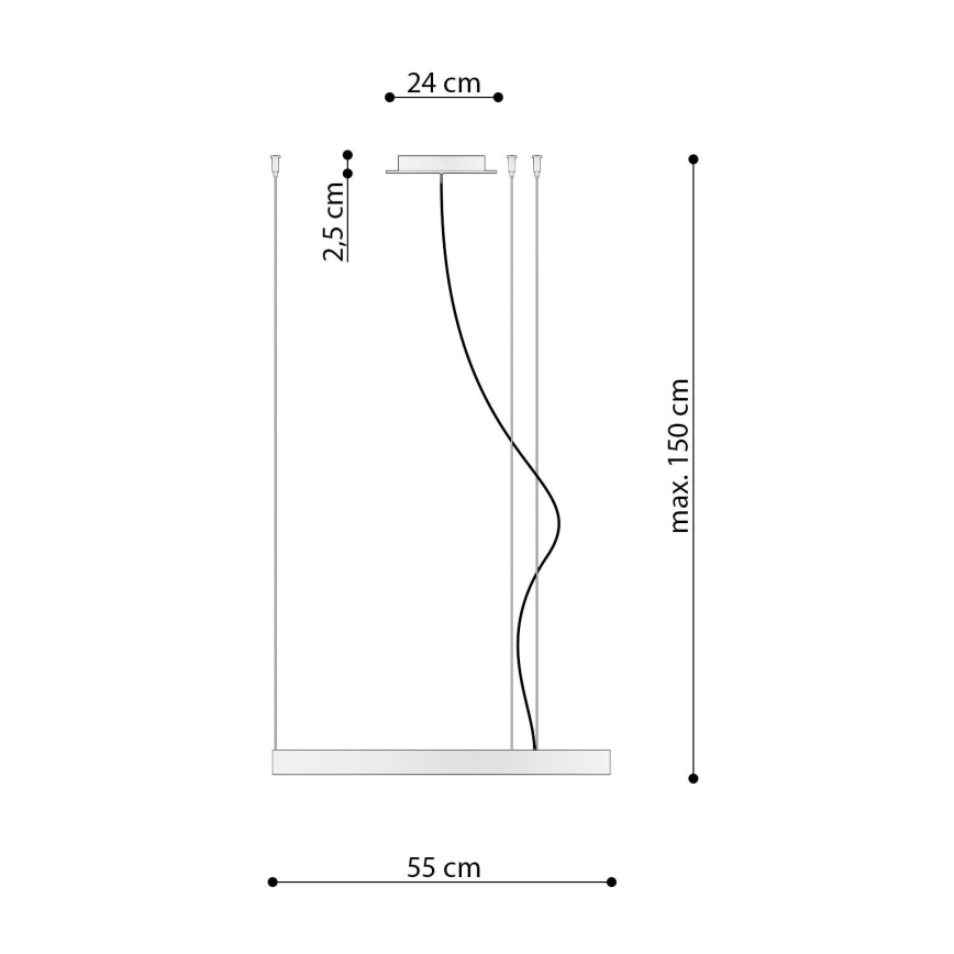 Thoro TH.216 - LED-kattokruunu johdossa RIO LED/30W/230V CRI 90 3000K halkaisija 55 cm kulta