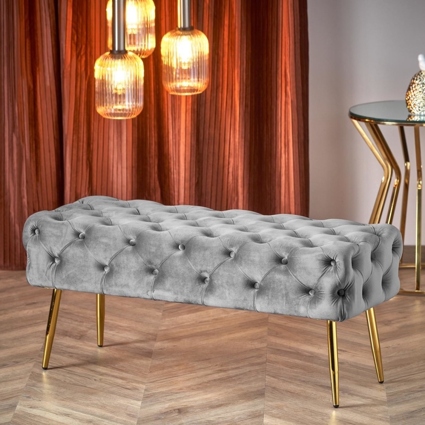 Tikattu penkki ATHENA 40x100 cm harmaa/kulta
