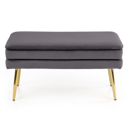 Tikattu penkki jossa on säilytystilaa VELVA 37x78 cm harmaa/kulta