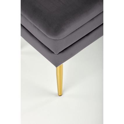 Tikattu penkki jossa on säilytystilaa VELVA 37x78 cm harmaa/kulta