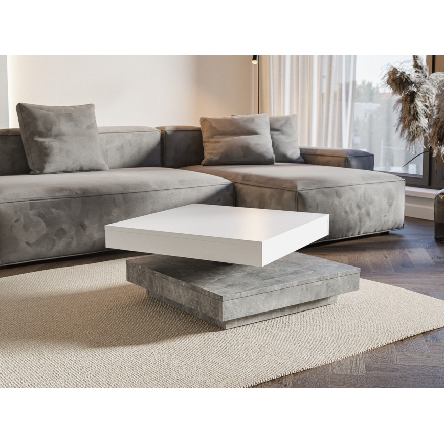 TIMO-sohvapöytä valkoinen/harmaa betoni