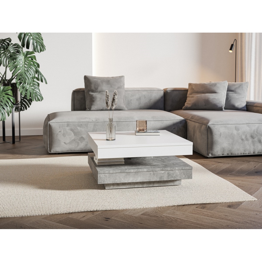 TIMO-sohvapöytä valkoinen/harmaa betoni