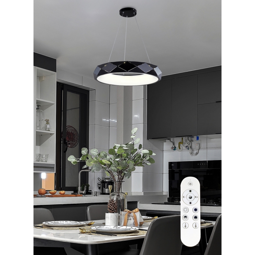 Top Light - Himmennettävä LED-kattokruunu johdossa APOLO LED/45W/230V musta + kauko-ohjaus