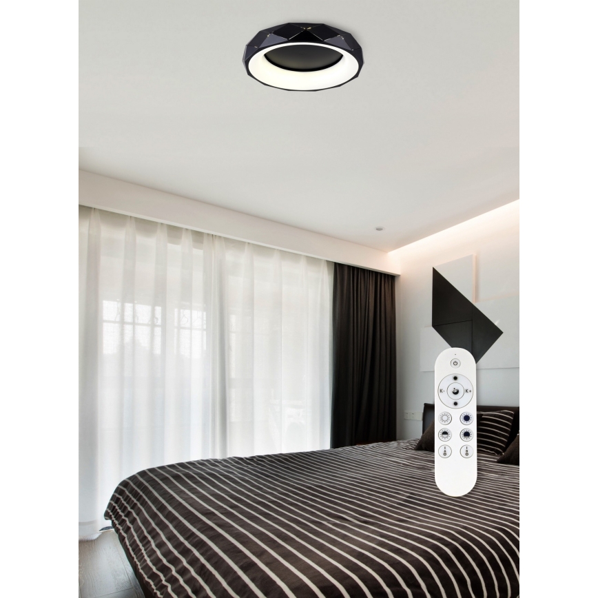 Top Light - Himmennettävä LED-kattovalaisin APOLO LED/45W/230V musta + kauko-ohjaus