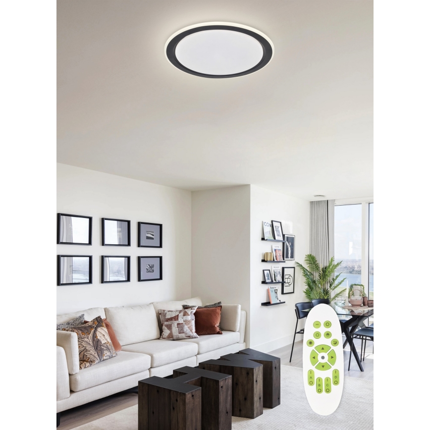 Top Light - Himmennettävä LED-kattovalaisin NORMAN LED/60W/230V halkaisija 49 cm musta + kauko-ohjaus