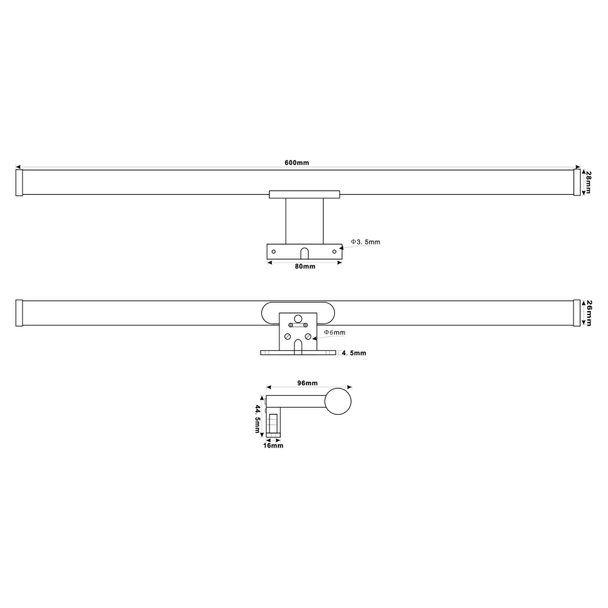 Top Light - Kylpyhuoneen LED-peilivalo OREGON LED/9W/230V 60 cm IP44