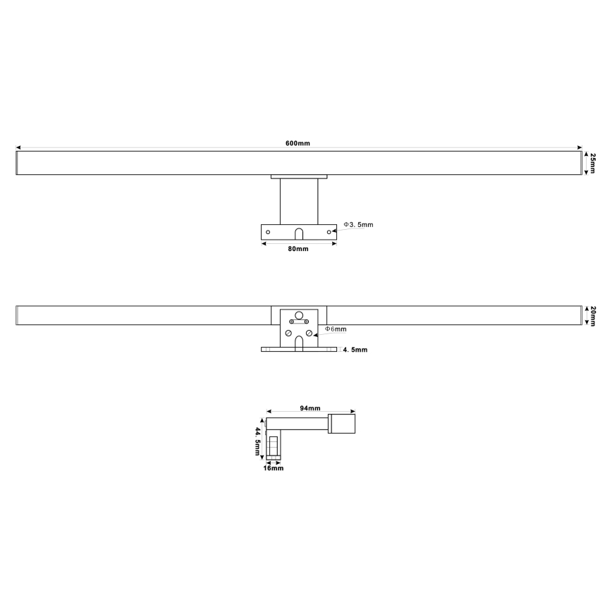 Top Light - Kylpyhuoneen LED-peilivalo OREGON LED/9W/230V 60 cm IP44