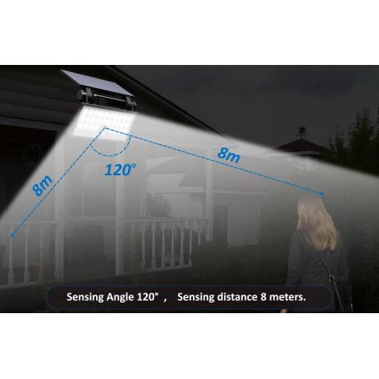 Top Light - LED Aurinkokenno seinävalonheitin anturilla HELEON PRO LED/8W/3,7V IP65 4000K