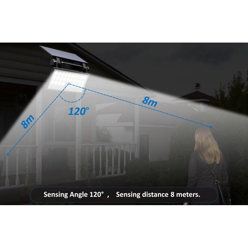 Top Light - LED Aurinkokenno seinävalonheitin anturilla HELEON PRO LED/8W/3,7V IP65 4000K