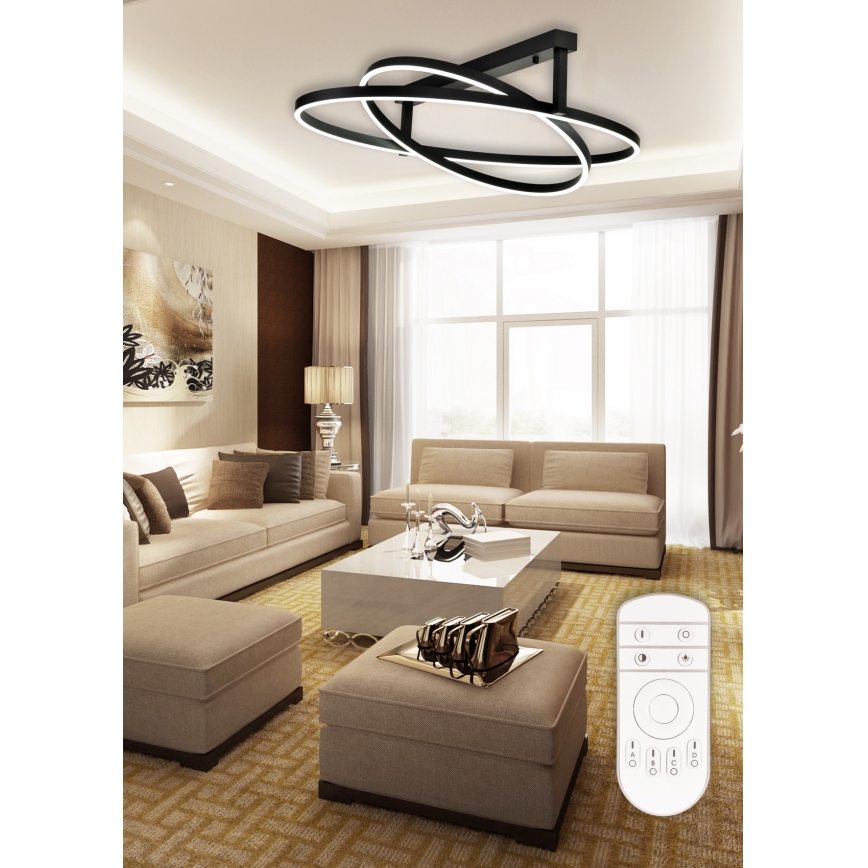 Top Light - LED-himmennyskattokruunu SATURN 2xLED/25W/230V musta + kauko-ohjaus