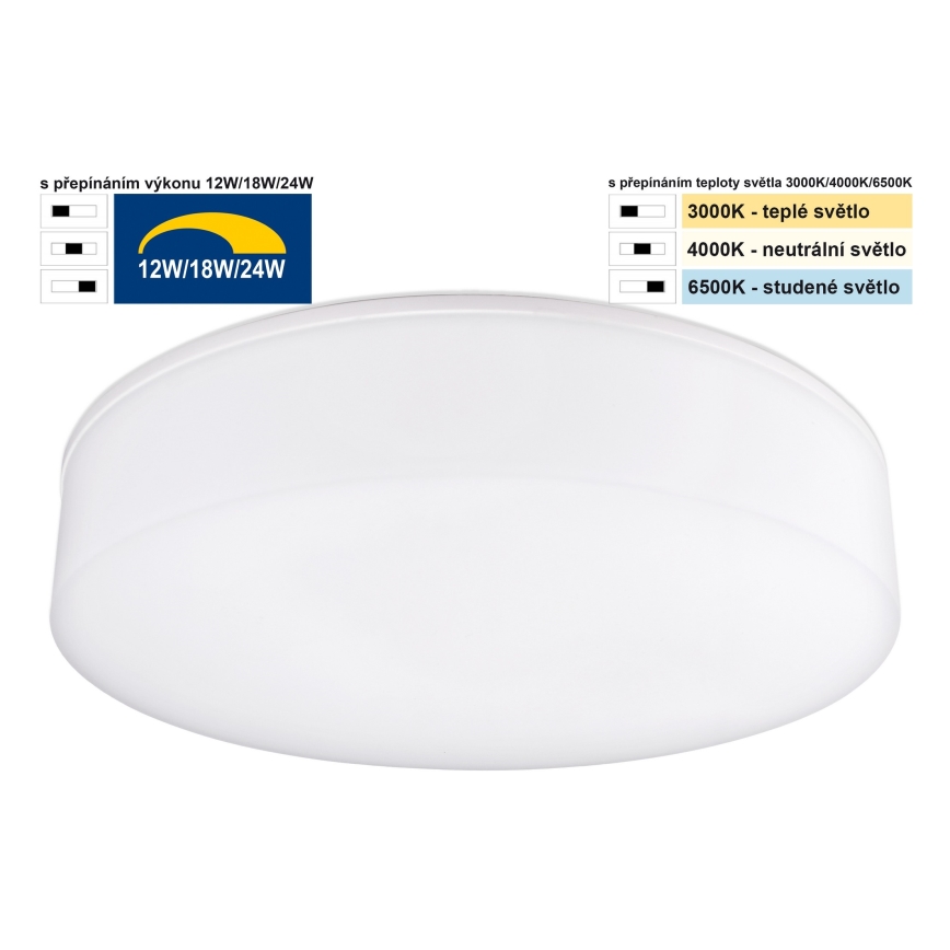 Top Light - Himmennettävä kylpyhuoneen LED-kattovalaisin BOXTER LED/12/18/24W/230V IP54 3000/4000/6500K halkaisija 28 cm