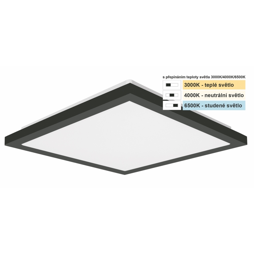 Top Light - LED-kattovalaisin kylpyhuoneeseen ONYX LED/10W/230V IP44 3000/4000/6500K 28x28 cm musta