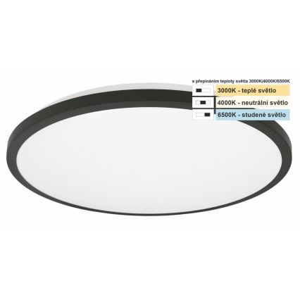 Top Light - LED-kattovalaisin kylpyhuoneeseen ONYX LED/10W/230V IP44 3000/4000/6500K halkaisija 29 cm musta
