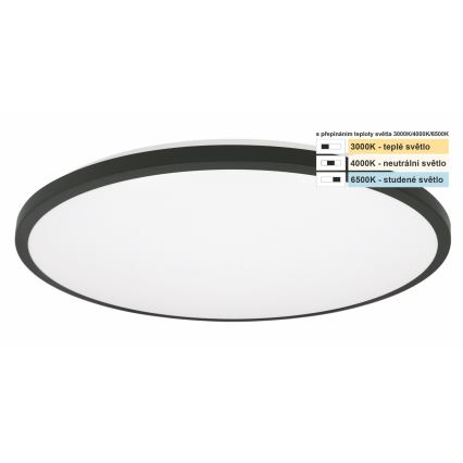 Top Light - LED-kattovalaisin kylpyhuoneeseen ONYX LED/18W/230V IP44 3000/4000/6500K halkaisija 34 cm musta