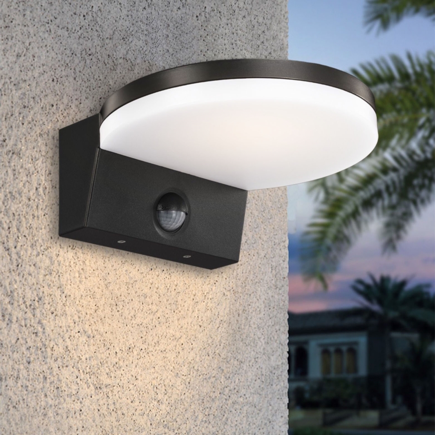 Top Light - LED Ulkovalo anturilla NOVARA LED/15W/230V IP65 musta