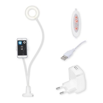 Top Light Neck B - Himmennettävä LED-pöytävalaisin pidikkeen kanssa NECK LED/5W/230V valkoinen