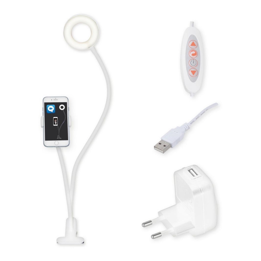 Top Light Neck B - Himmennettävä LED-pöytävalaisin pidikkeen kanssa NECK LED/5W/230V valkoinen