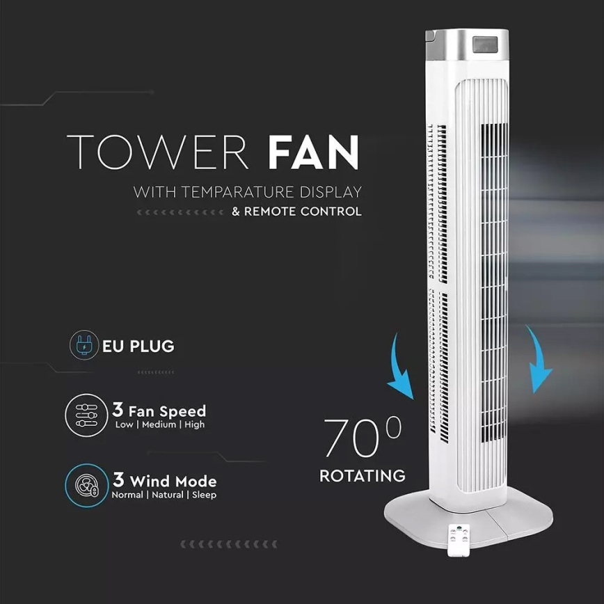 Tornituuletin lämpötilan osoittimella ja kaukosäätimellä 55W/230V