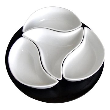 TORO 4-osainen kulhosarja tarjottimella, keramiikka/puu