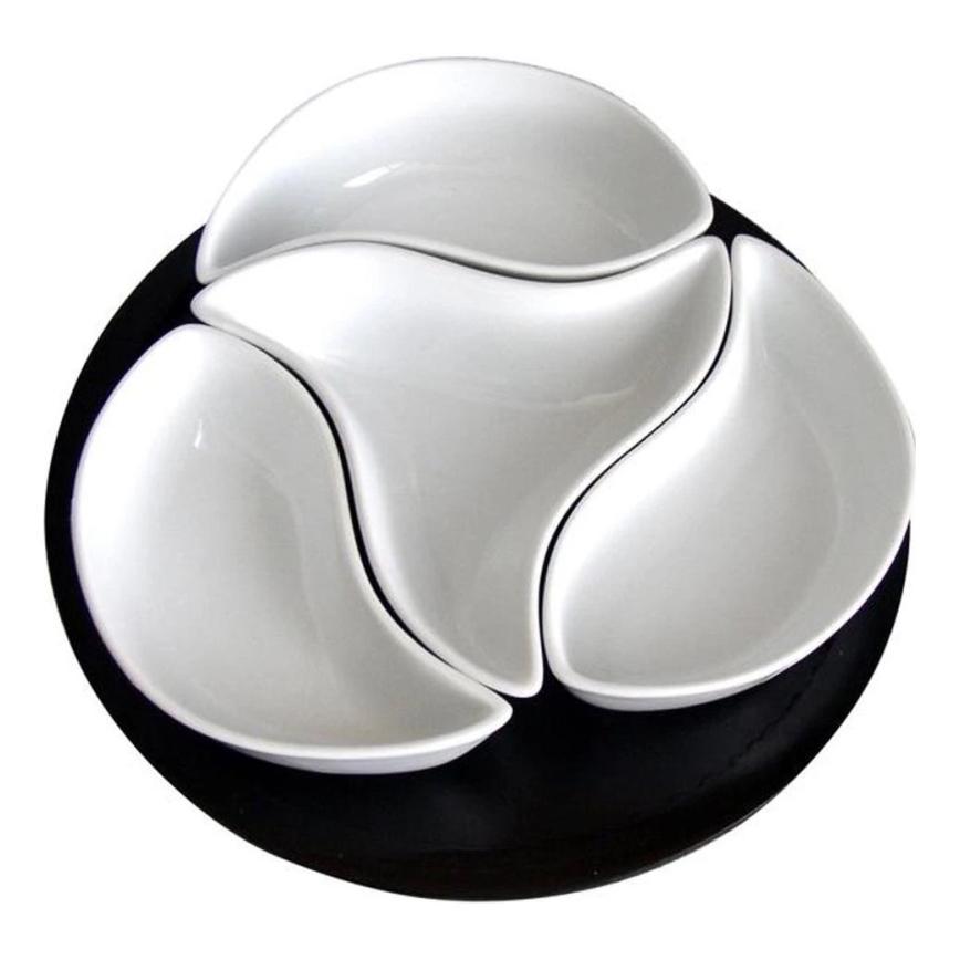 TORO 4-osainen kulhosarja tarjottimella, keramiikka/puu