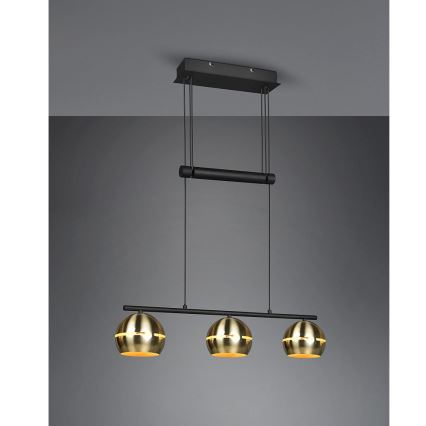 Trio - Kattokruunu johdossa FLETCHER 3xE14/40W/230V messinki