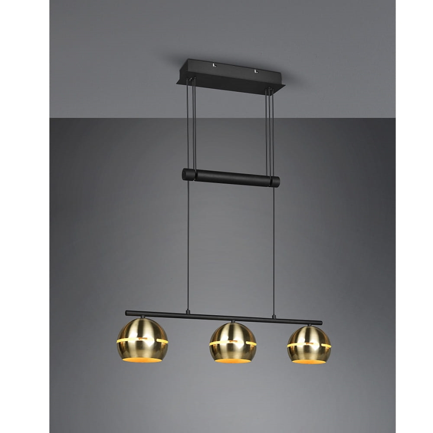 Trio - Kattokruunu johdossa FLETCHER 3xE14/40W/230V messinki
