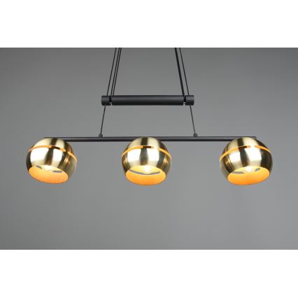 Trio - Kattokruunu johdossa FLETCHER 3xE14/40W/230V messinki