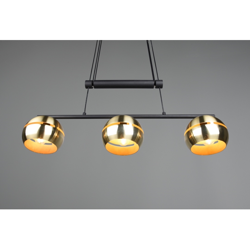 Trio - Kattokruunu johdossa FLETCHER 3xE14/40W/230V messinki