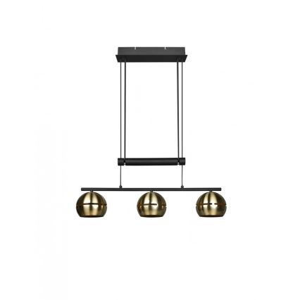 Trio - Kattokruunu johdossa FLETCHER 3xE14/40W/230V messinki