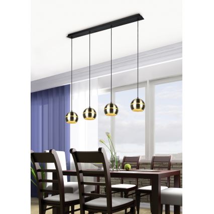 Trio - Kattokruunu johdossa FLETCHER 4xE14/40W/230V messinki