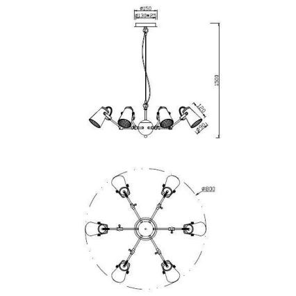 Trio - Kattokruunu nauhalla EDWARD 6xE14/40W/230V