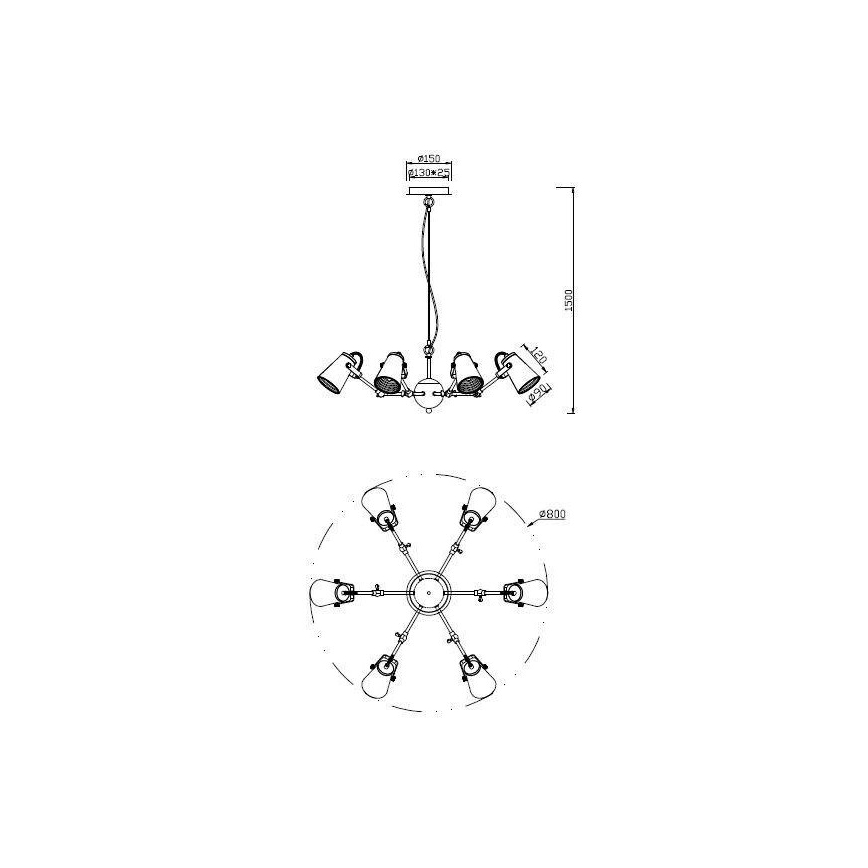Trio - Kattokruunu nauhalla EDWARD 6xE14/40W/230V
