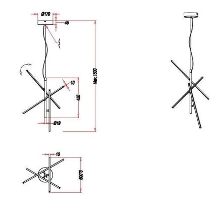 Trio - LED Himmennettävä kattokruunu johdossa TIRIAC 3xLED/7,5W/230V