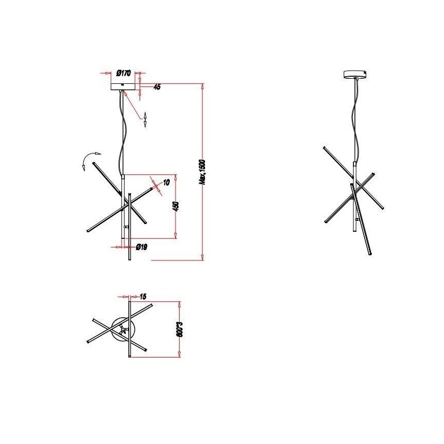 Trio - LED Himmennettävä kattokruunu johdossa TIRIAC 3xLED/7,5W/230V