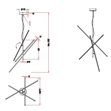 Trio - LED Himmennettävä kattokruunu johdossa TIRIAC 3xLED/8,5W/230V